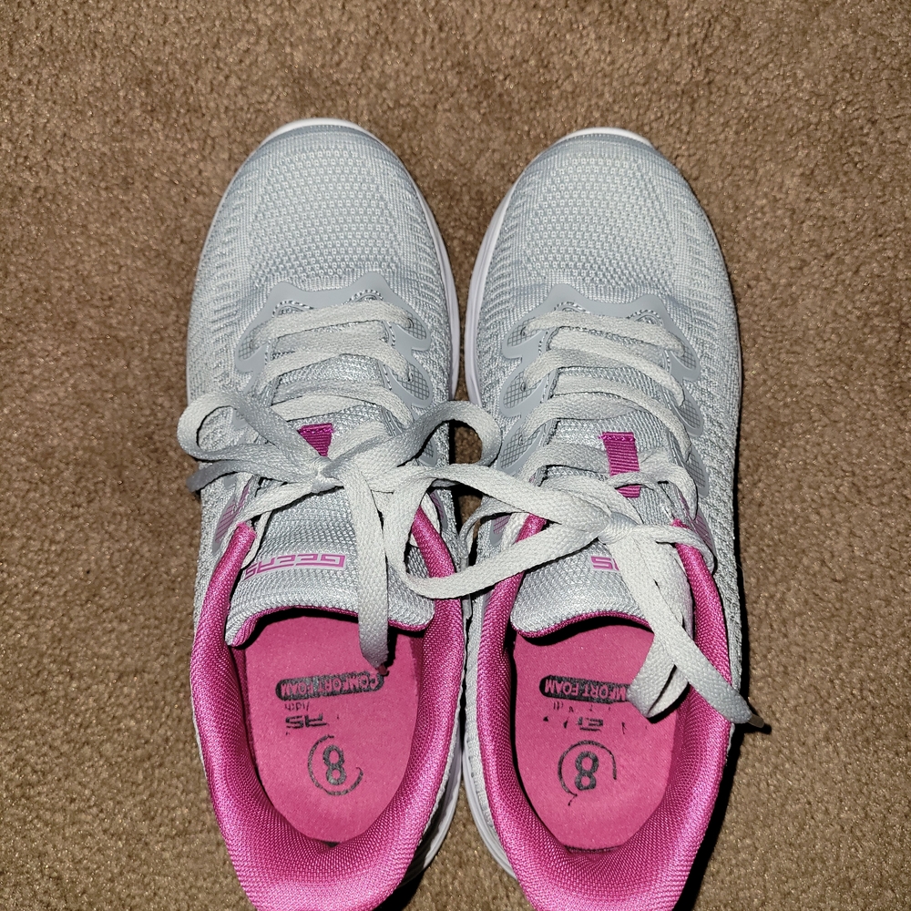 Light Gray and Pink Women's Running Sneakers